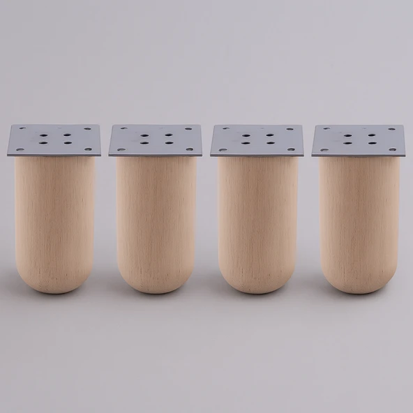 Bohem 4 ADET Doğal Ahşap 12 cm Silindir Ayak Set Mobilya Koltuk Kanepe Sehpa Masa Ayağı Ayakları - Resim 7