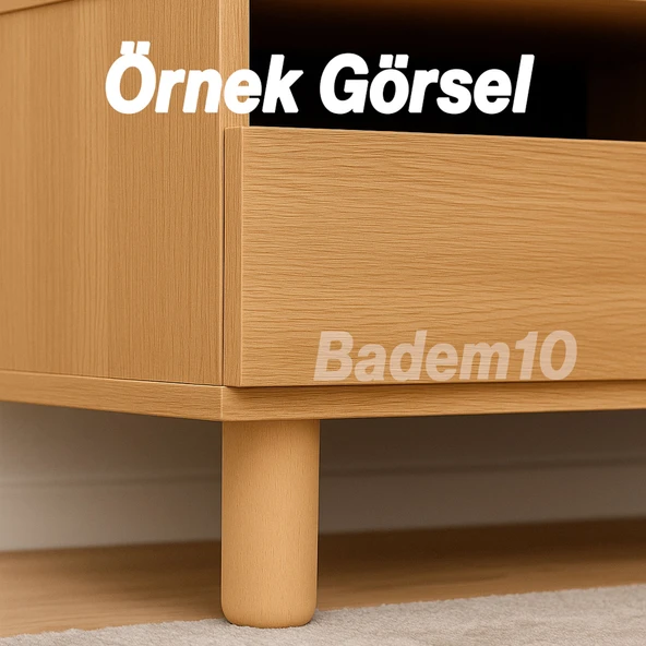 Bohem 4 ADET Doğal Ahşap 12 cm Silindir Ayak Set Mobilya Koltuk Kanepe Sehpa Masa Ayağı Ayakları - Resim 6