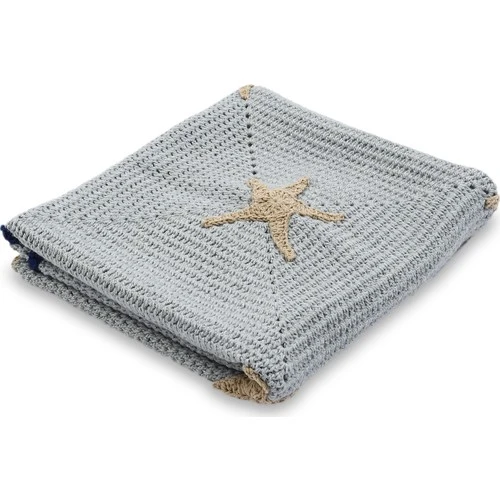 Avmdepo Jale Gri Yıldız Bebek Battaniye 80X100 cm El Örgüsü