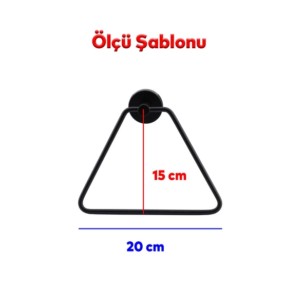 Banyo Mutfak Lavabo Üçgen Bez Havlu Askısı Siyah Paslanmaz Metal Vidalı Bez Havluluk Aparatı - 2