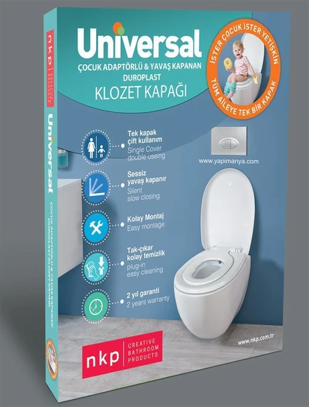NKP Üniversal Çocuk Adaptörlü Yavaş Kapanır Klozet Kapağı - 10