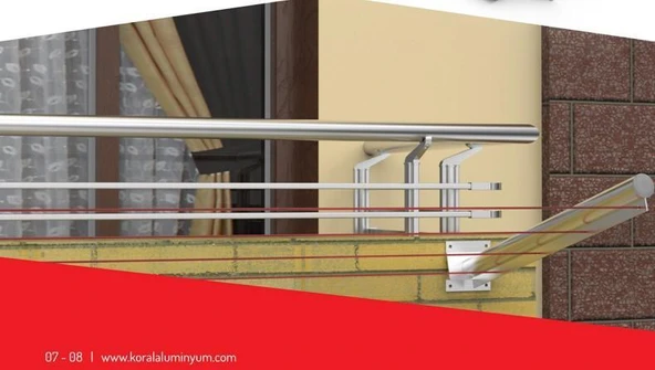Koral Duvara Montaj Çamaşır Askılığı - Resim 11