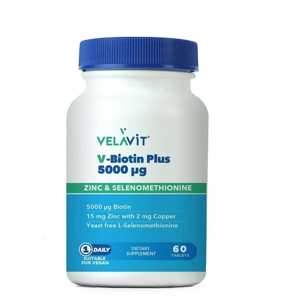 Velavit V-Biotin Plus 5000mcg 60 Tablet ürün görseli