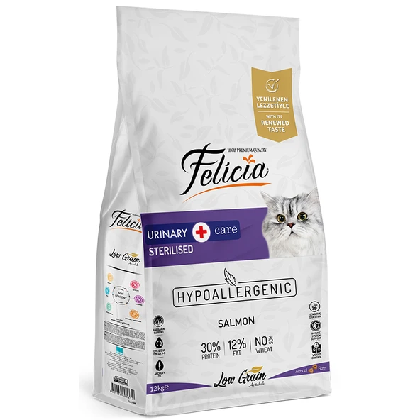 Felicia Az Tahıllı HypoAllergenic Urinary Sterilised Somonlu Kısırlaştırılmış Kedi Maması 12 Kg