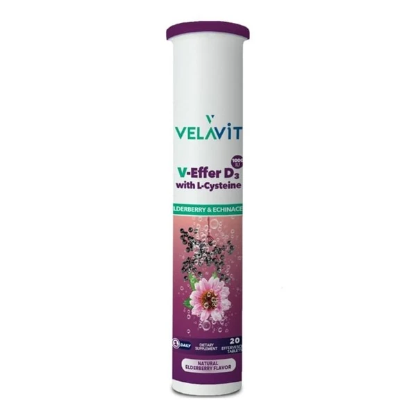Velavit V-Effer D3 with L-Cysteine Elderberry Echinacea 20 Efervesan Tablet ürün görseli