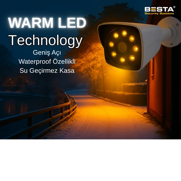 7 KAMERALI 5MP LENS 1080P WARM LED GECE RENKLİ 250 GB HDD DAHİL GÜVENLİK SETİ - 27250W - 2