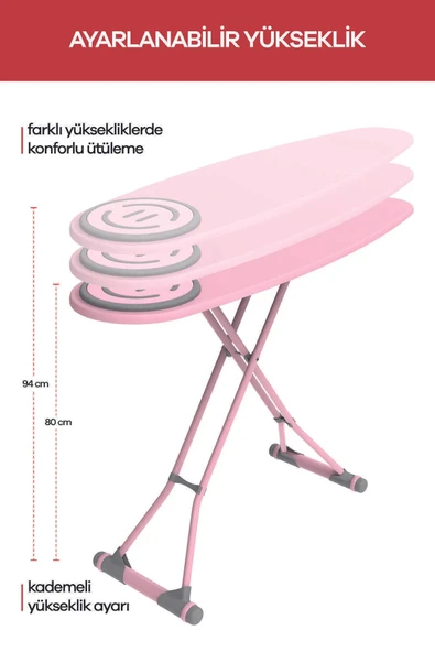 Perilla Premium Ütü Masası Pembe - 2