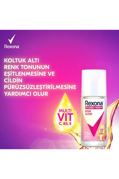 REXONA VİTAMİN BRİGHT KADIN ROLL ON DEODORANT ROSE GLOW 45 ML - 4