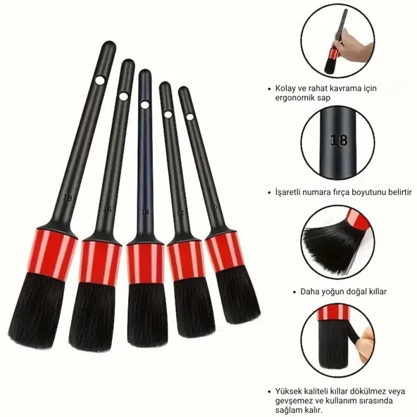 Polham Premium 26 Parça Ful+Ful Profesyonel Araç Detaylı Temizlik Seti, Matkap Uçlu Ultra Sağlam Tam Set - 3