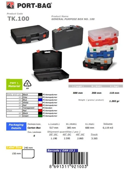 PortBag TK100 Çok Amaçlı El Aleti Çantası - 8