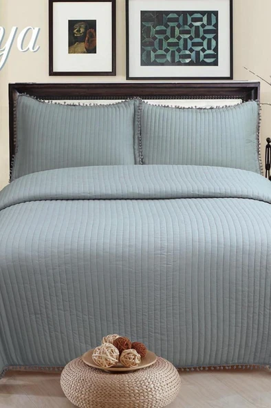 Asya Elyaf Dolgulu Tek Kişilik 180x240 Cm Yatak Örtüsü Antrasit ürün görseli