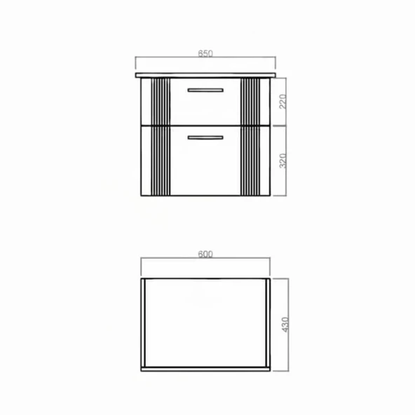 Orka Bari 65 cm Mat Antrasit Banyo Dolabı Alt Modül ve Lavabo - Resim 2