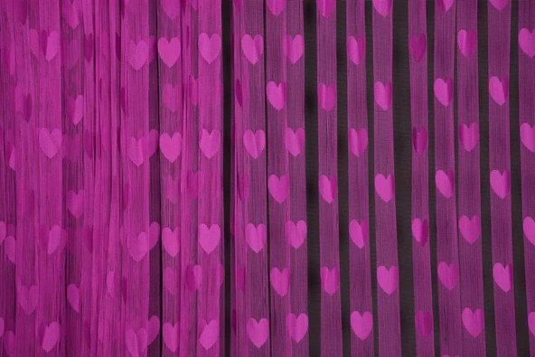 KALPLİ MODEL FUŞYA RENK İP PERDE HAZIR İP PERDE 300*270 - Resim 4