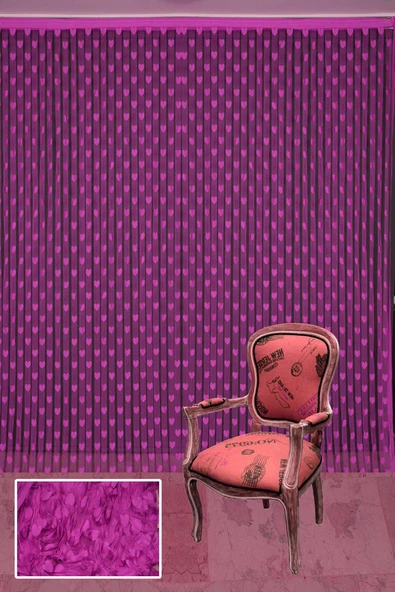 KALPLİ MODEL FUŞYA RENK İP PERDE HAZIR İP PERDE 300*270 - Resim 2