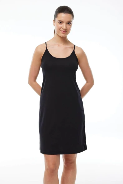 Malabadi 1060 Kadın Modal Ayarlanabilir İp Askılı Geniş Elbise Astarı & Kombinezon - Resim 2