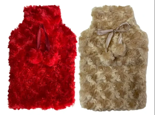 SICAK SU TORBASI 2 ADET PONPONLU TERMOFOR 26X17X2CM 1 LİTRE - Resim 2