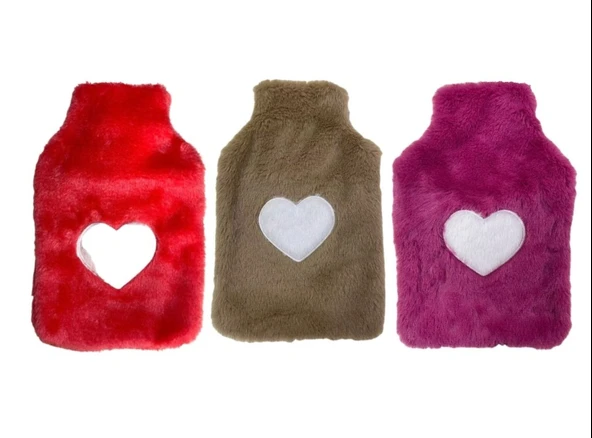 SICAK SU TORBASI 3 ADET,PELUŞ KALPLİ,TERMOFOR 26X17X2CM 1 LİTRE - 2
