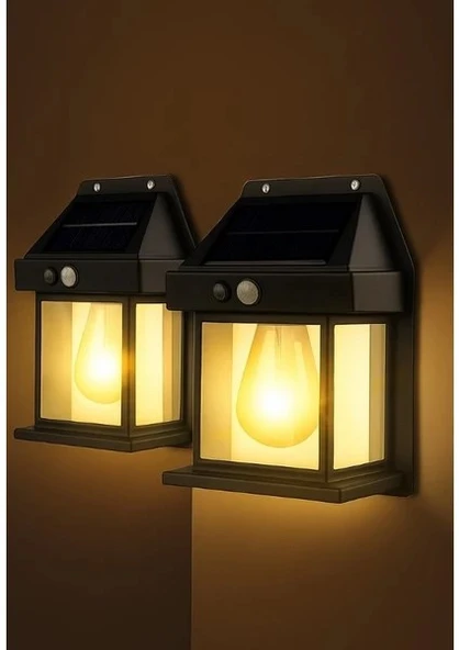 3 Mod'lu Sensörlü 2 Adet Bahçe Led Ampul Büyük Boy Güneş Enerjili Hareket Sensörlü Bahçe Led 3 Modlu