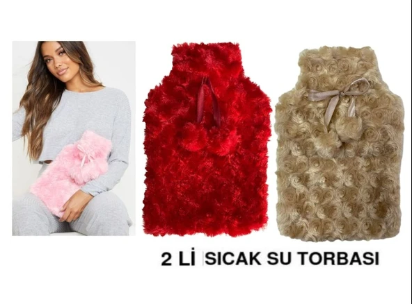 SICAK SU TORBASI 2 ADET PONPONLU TERMOFOR 26X17X2CM 1 LİTRE ürün görseli