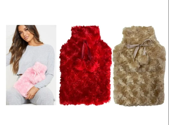 SICAK SU TORBASI 2 ADET PONPONLU TERMOFOR 26X17X2CM 1 LİTRE - Resim 3