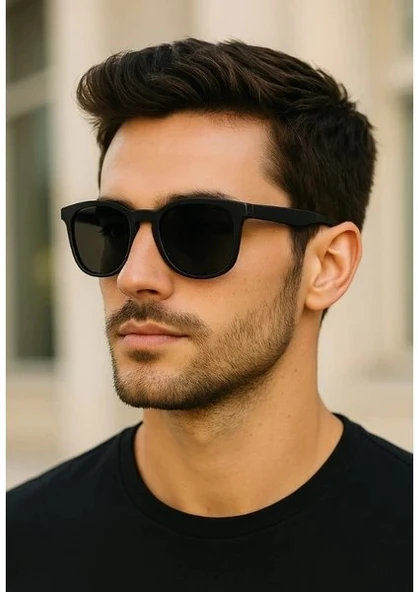 Sade Detaylı Şık Stil Tasarım UV 400 Korumalı Polarize Çerçeve Siyah Unisex Güneş Gözlüğü