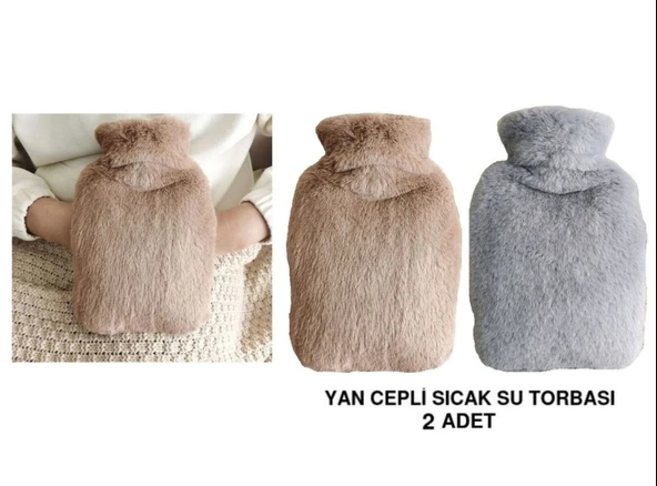 SICAK SU TORBASI 2 ADET,YAN CEPLİ PELUŞ TERMOFOR 27x17x2cm  750ml ürün görseli