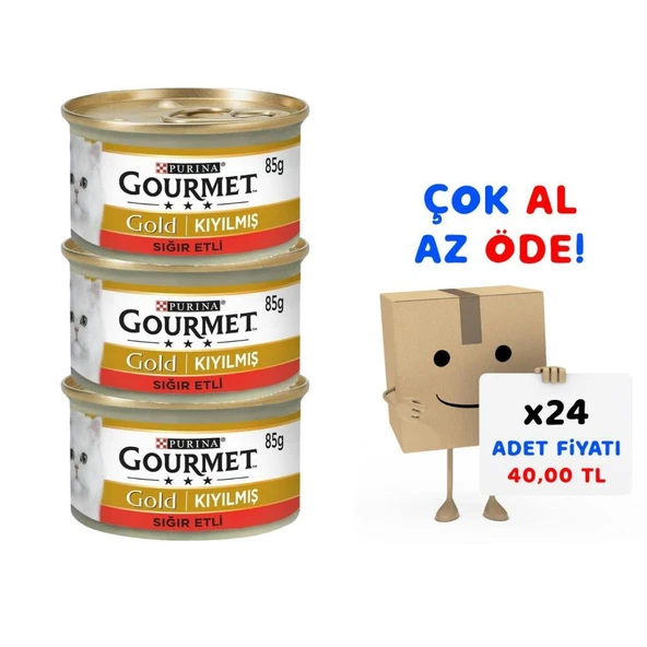 Gourmet Gold Sığır Etli Kıyılmış Kedi Konservesi 85 gr 24'lü Paket ürün görseli 1
