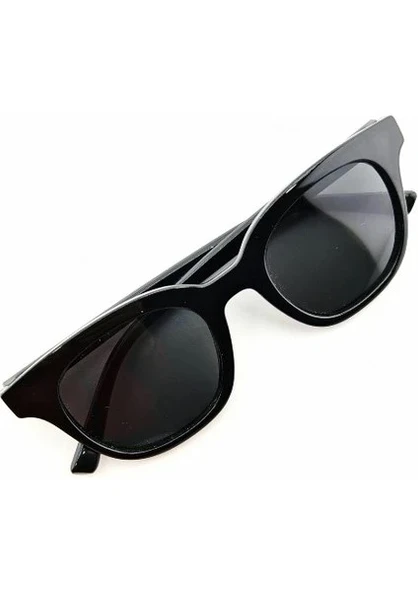 Sade Detaylı Şık Stil Tasarım UV 400 Korumalı Polarize Çerçeve Siyah Unisex Güneş Gözlüğü - 4
