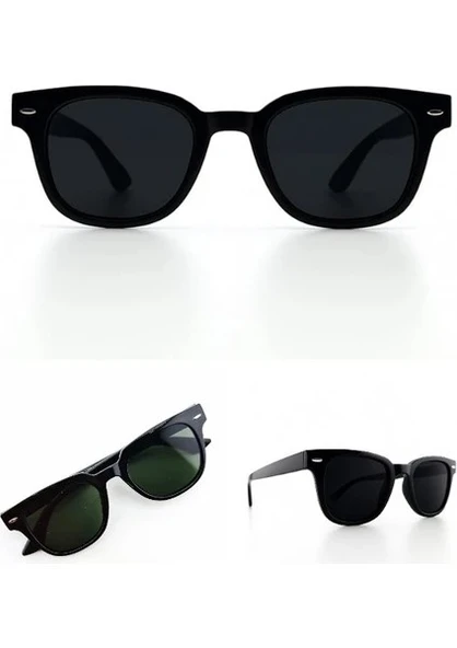 Detaylı Şık Stil Unisex Güneş Gözlüğü UV 400 Korumalı Polarize Siyah Çerçeve Metal Menteşeli Gözlük - 5