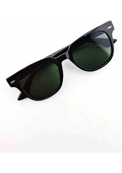 Detaylı Şık Stil Unisex Güneş Gözlüğü UV 400 Korumalı Polarize Siyah Çerçeve Metal Menteşeli Gözlük - 3