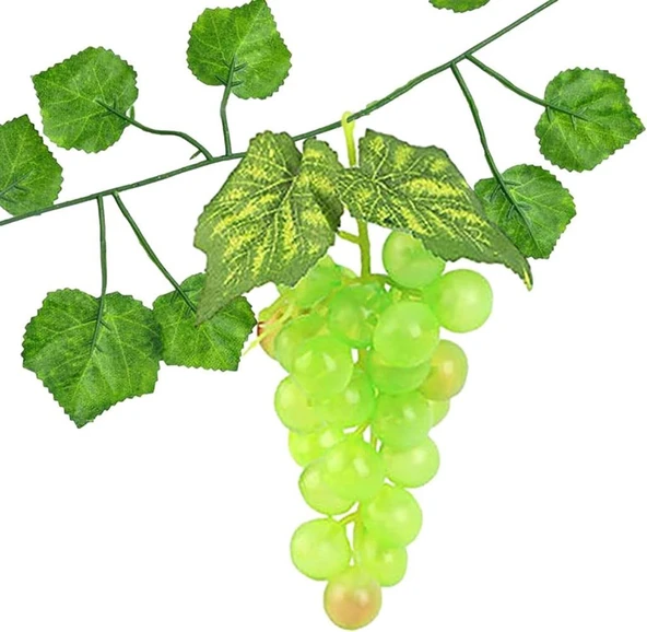 Nettenevime 2li Set Yapay Meyve Yeşil Üzüm Süs Dekoratif Sahte Meyve 15CM - Resim 6