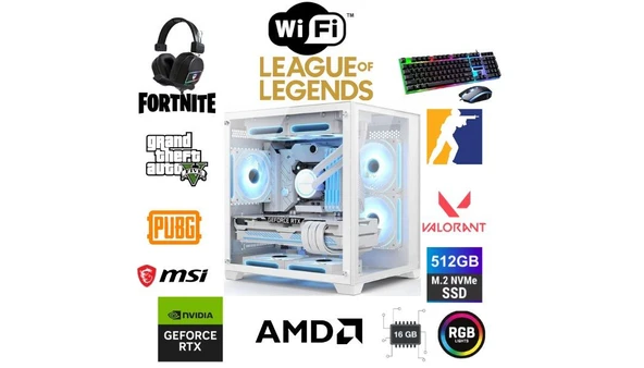 DFS Gaming DS2025W RYZEN 5 5600X-B550M-RTX 4060 8GB-16GB RAM-512GB M.2 SSD-WI FI-OYUNCU BİLGİSAYARI ürün görseli