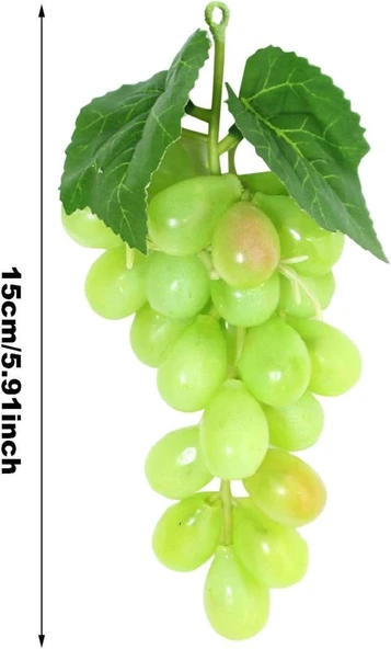 Nettenevime 2li Set Yapay Meyve Yeşil Üzüm Süs Dekoratif Sahte Meyve 15CM - Resim 3