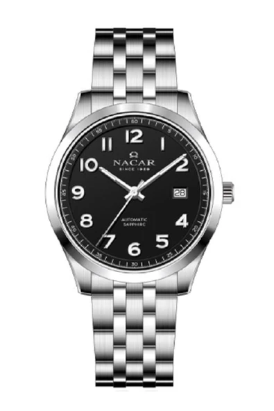 SAFİR CAM KLASİK GÜMÜŞ ERKEK KOL SAATİ NC42-299358-ABM ürün görseli 1