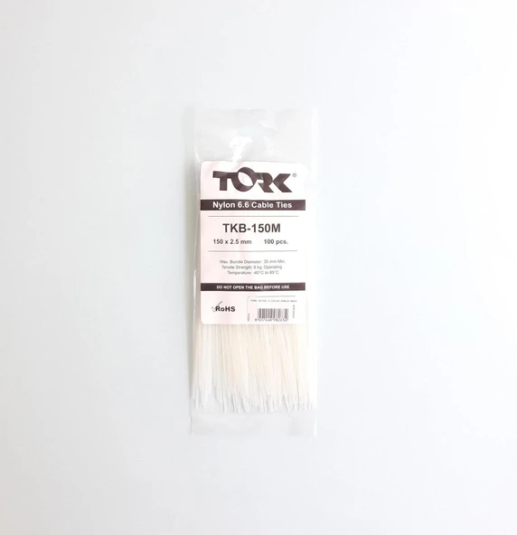 Tork Beyaz Kablo Bağı 2,5X150 - 2