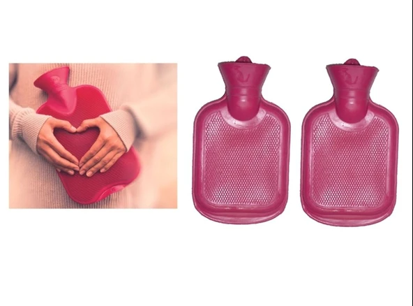 SICAK SU TORBASI 2 ADET,PEMBE KAUÇUK TERMOFOR 21X15X1,8CM 250 ML - 3