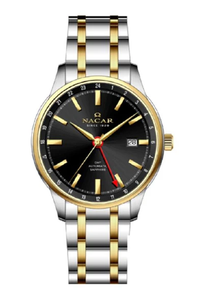 SAFİR CAM KLASİK GÜMÜŞ - ALTIN ERKEK KOL SAATİ NC42-299357-CBM ürün görseli 1