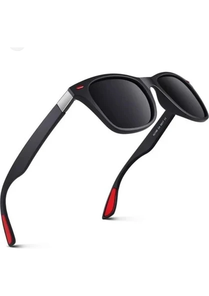 UV 400 Korumalı Polarize Çerçeve Kırmızı Detay Şık Stil Unisex Güneş Gözlüğü Metal Menteşeli Gözlük - 6