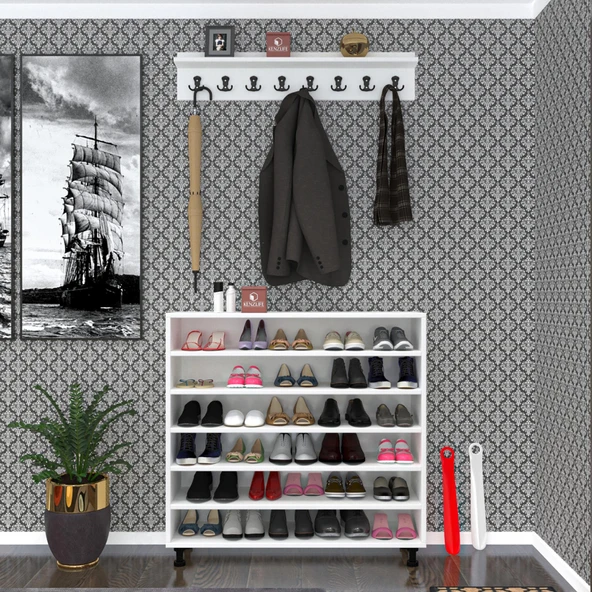 Kenzlife ayakkabılık merkub6 gribyz 98*100*32 kapaklı 6 raflı 30 çift ayakkabı kapasitesi - Resim 2