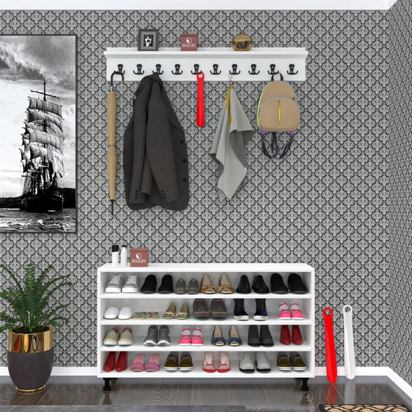 Kenzlife ayakkabılık yemeni4 gribyz 68*120*32 kapaklı 4 raflı 24 çift ayakkabı kapasitesi - 2
