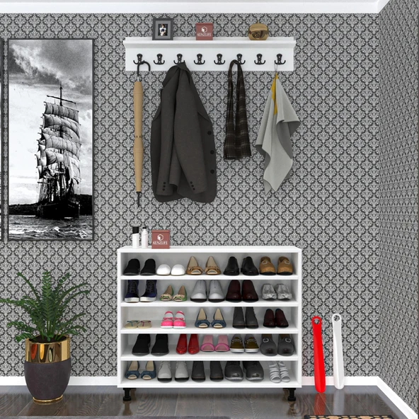 Kenzlife ayakkabılık merkub5 byzbyz 83*100*32 kapaklı 5 raflı 25 çift ayakkabı kapasitesi - 2