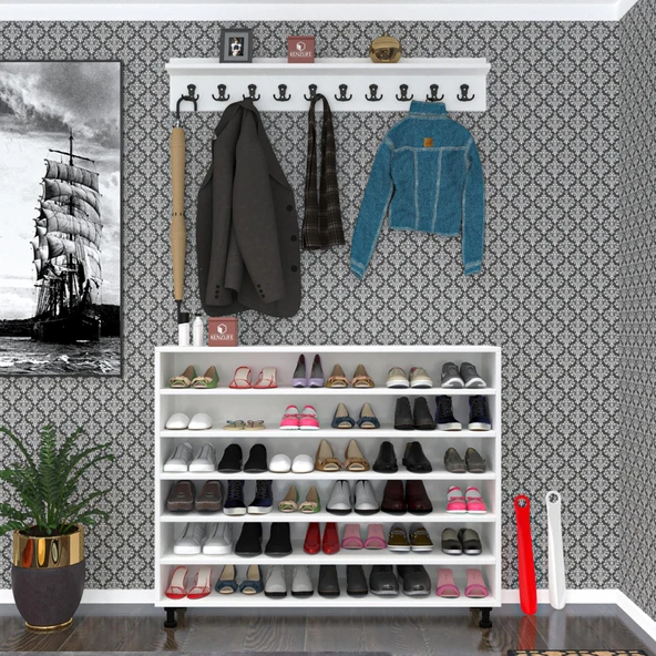 Kenzlife portmanto ayakkabılık ve askılık sandal6 gribyz 98*120*32 otuzaltı çift ayakkabı kapasitesi - 2