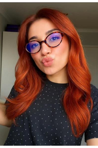 Mavi Işık Korumalı CE Belgeli Stil Gözlük Metal Aksesuarlı Leopar Desenli Elips Gözlük