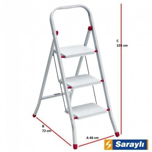 Saraylı Pratik Metal Merdiven Beyaz 3 Basamaklı - 5