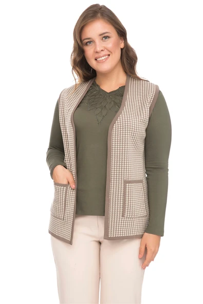 Kadın Vizon Kazayağı Triko Anne Yelek ürün görseli 1