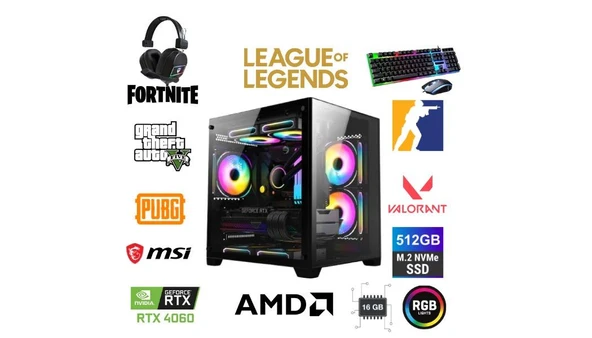 DFS Gaming DS2025B RYZEN 5 5600X-B550M-RTX 4060 8GB-16GB RAM-512GB M.2 SSD-WI FI-OYUNCU BİLGİSAYARI - 1