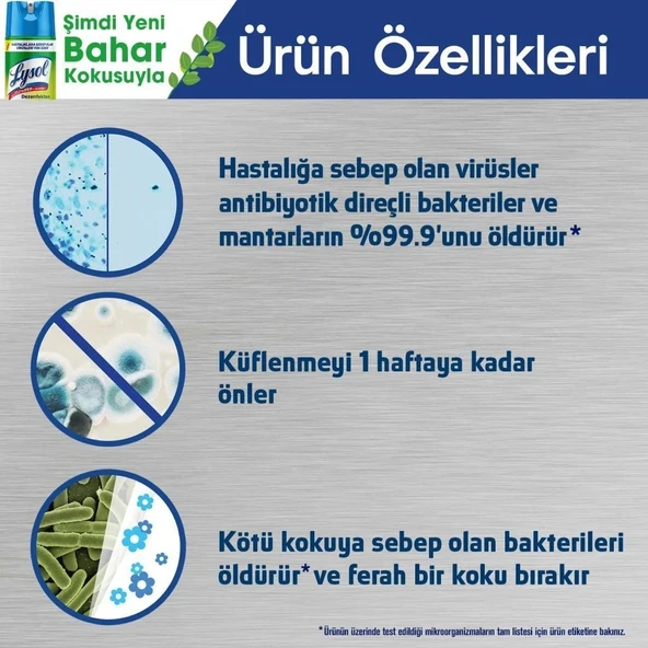 LYSOL DEZENFEKTAN SPREY BAHAR FERAHLIĞI 2'Lİ, YÜZEYLER IÇİN, 2 X 400 ML - 5