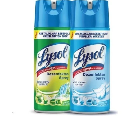 LYSOL DEZENFEKTAN SPREY TEMİZLİĞİN ESİNTİSİ + BAHAR FERAHLIĞI 2 X 400 ML