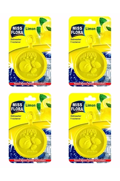MİSS FLORA LİMON BULAŞIK MAKİNESİ PARLATICI FERAHLATICI 4 ADET