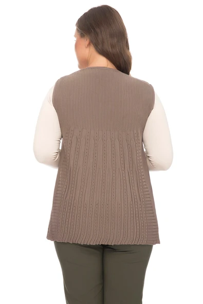 Kadın Vizon İşlemeli Ajurlu Yazlık İnce Anne Yelek - Resim 4